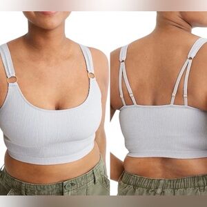 Aerie Light Blue Ribbed Crop Top withDouble Straps